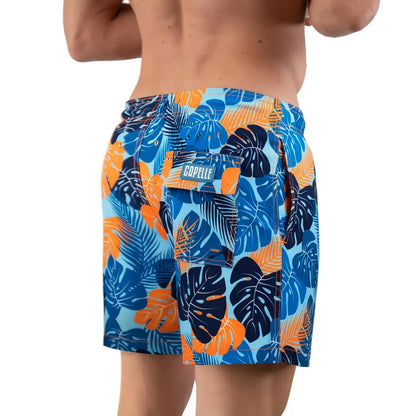 Blue Jungle Hybrid Short, Compression Lined Swim and Resort Trunk